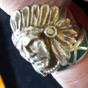 Sterling 925 vintage native American chief ring mens size 11